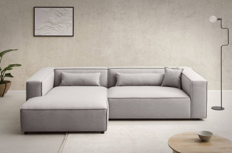 LeGer Home by Lena Gercke Ecksofa »PIARA XXL, Big-Sofa in Cord oder Leinenoptik, L-Form, mit Kedernaht«, wahlweise Ottomane rechts/links, schwarze Füsse, extra tiefe Sitzfläche von LeGer Home by Lena Gercke