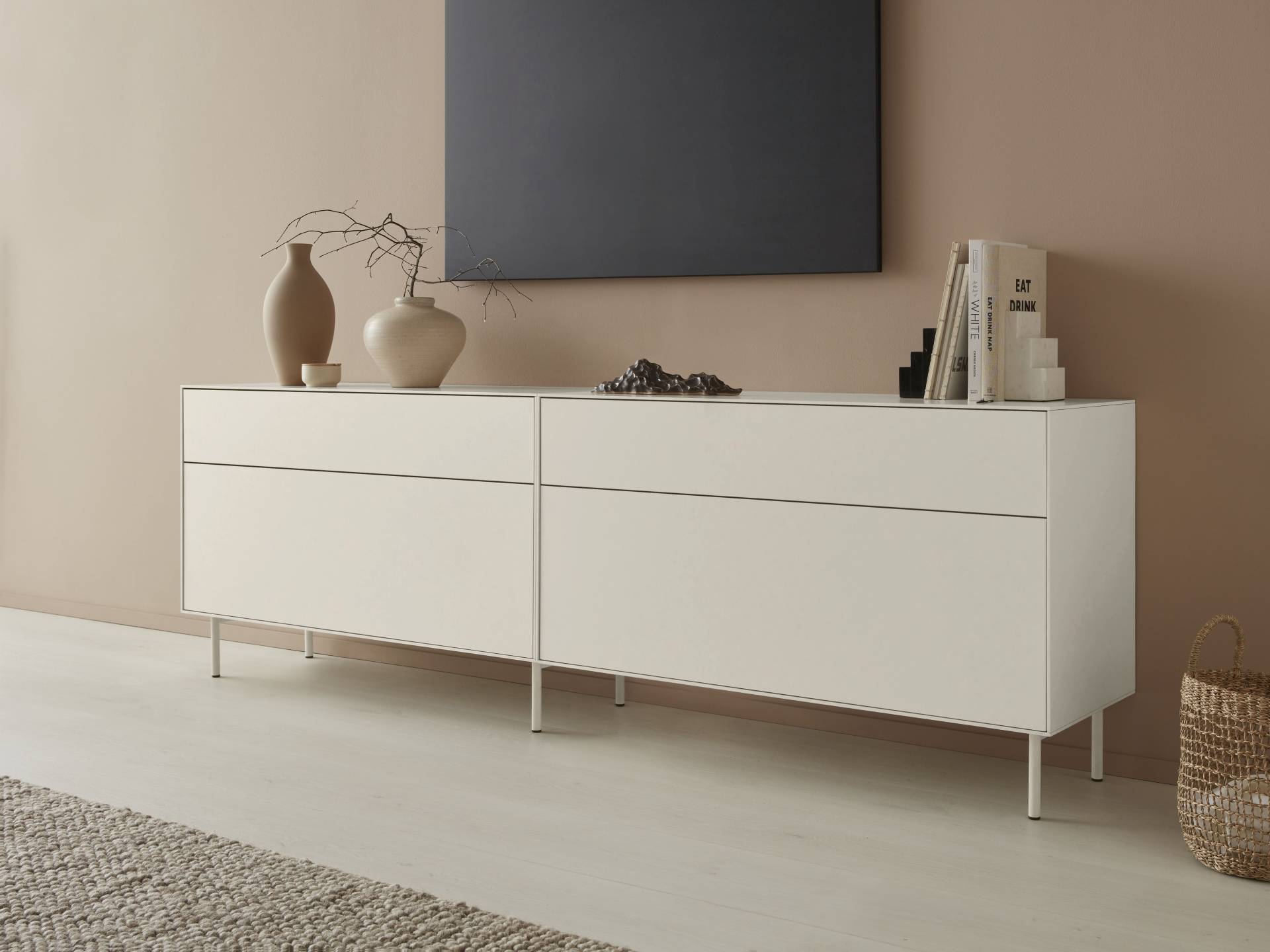 LeGer Home by Lena Gercke Lowboard »Essentials«, (2 St.), Breite: 224cm, MDF lackiert, Push-to-open-Funktion von LeGer Home by Lena Gercke