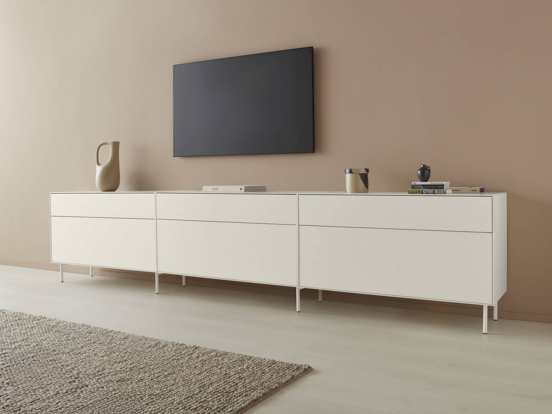 LeGer Home by Lena Gercke Lowboard »Essentials«, (3 St.), Breite: 336cm, MDF lackiert, Push-to-open-Funktion von LeGer Home by Lena Gercke