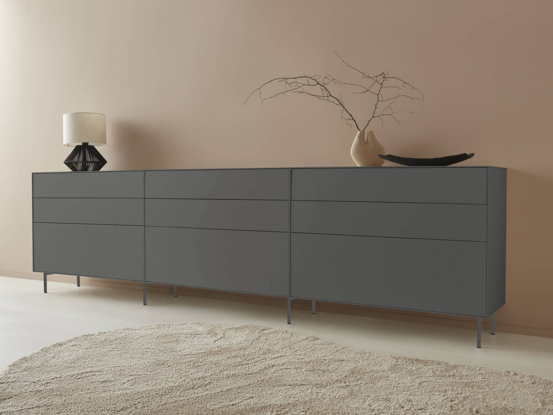 LeGer Home by Lena Gercke Sideboard »Essentials«, (3 St.), Breite: 335cm, MDF lackiert, Push-to-open-Funktion von LeGer Home by Lena Gercke