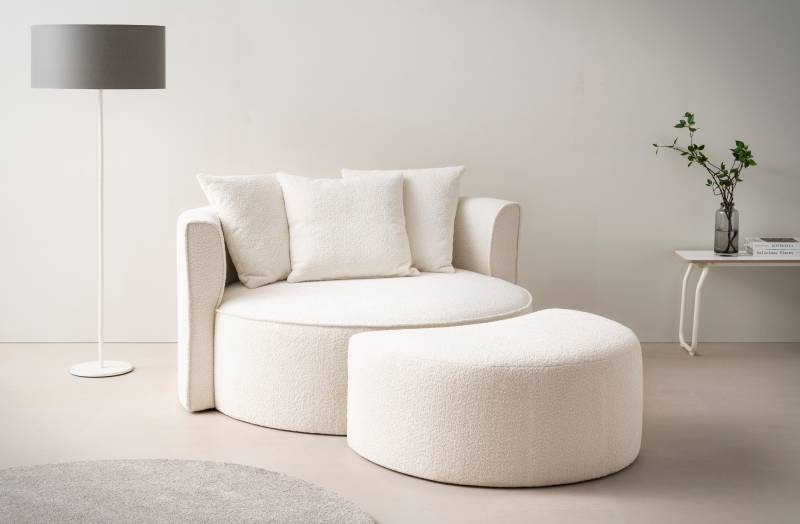 LeGer Home by Lena Gercke XXL-Sessel »Isalie, Rundsessel mit Hocker, Lesesessel, Loveseat, Big-Sessel«, (Set), trendige Stoffe, mit 3 Zierkissen, grosse Sitzfläche von LeGer Home by Lena Gercke