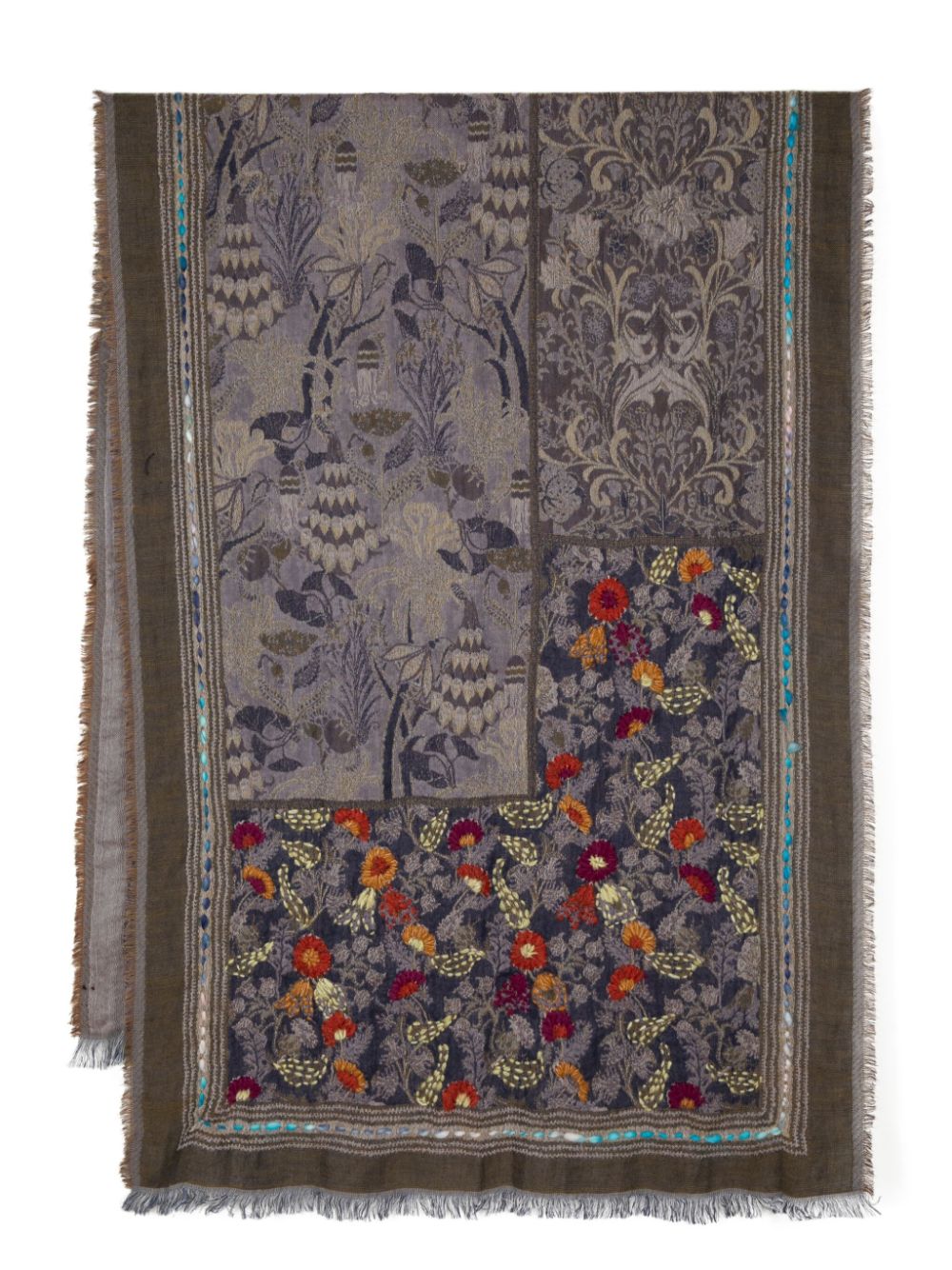 Leathersmith of London floral-embroidered scarf - Blue von Leathersmith of London