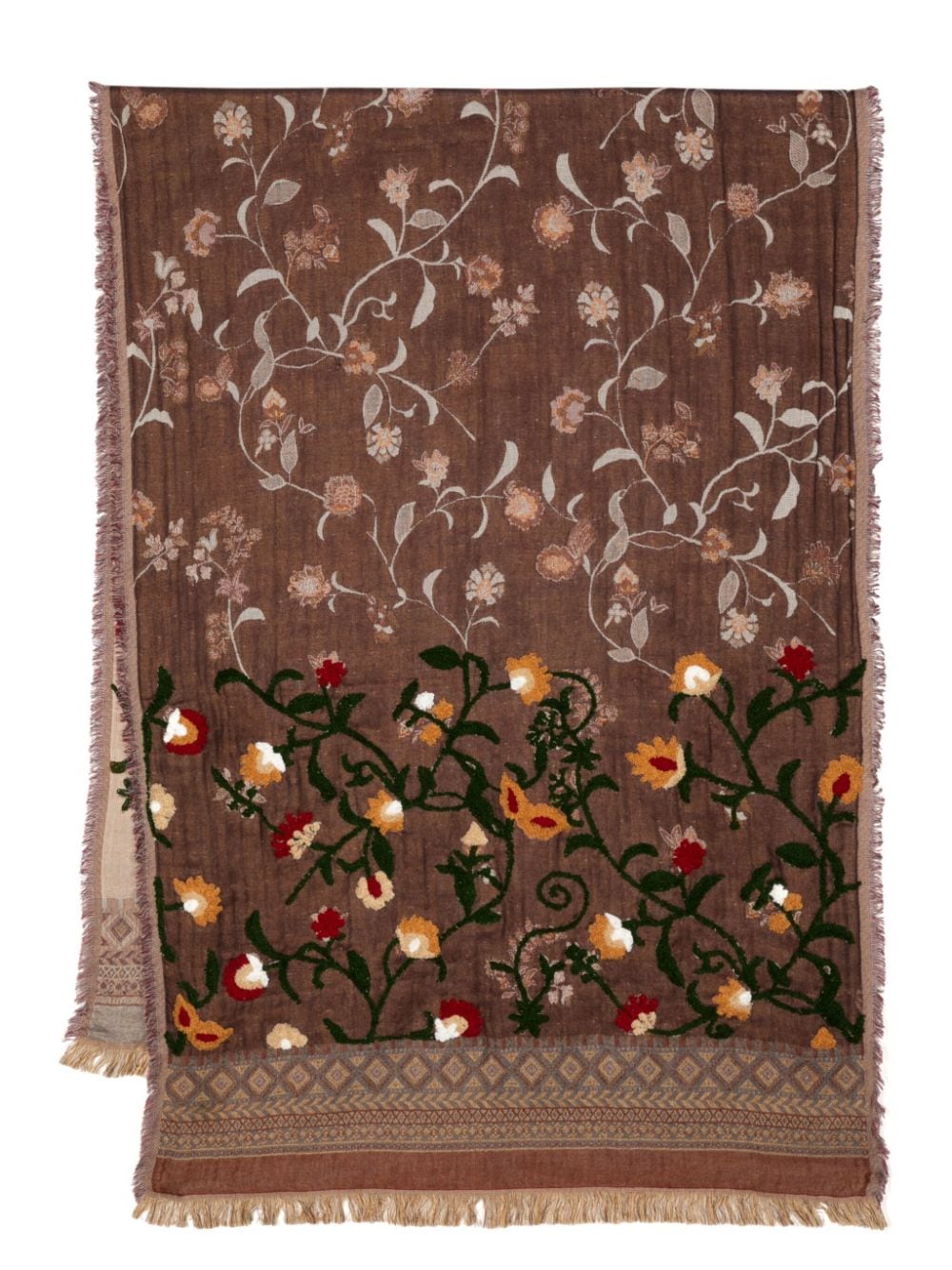 Leathersmith of London floral-embroidered frayed scarf - Pink von Leathersmith of London