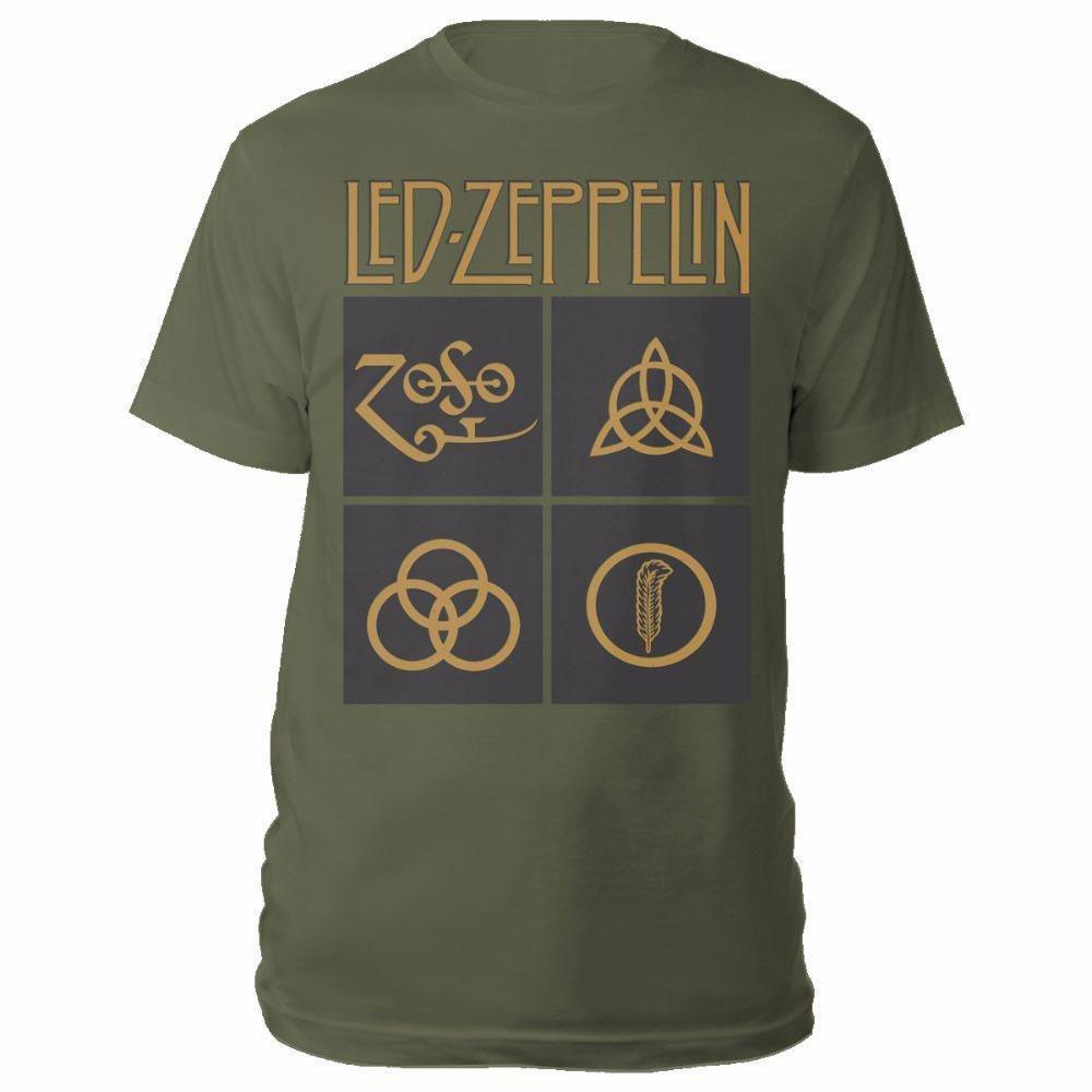 Gold Symbols In Black Square Tshirt Damen Grün M von Led Zeppelin