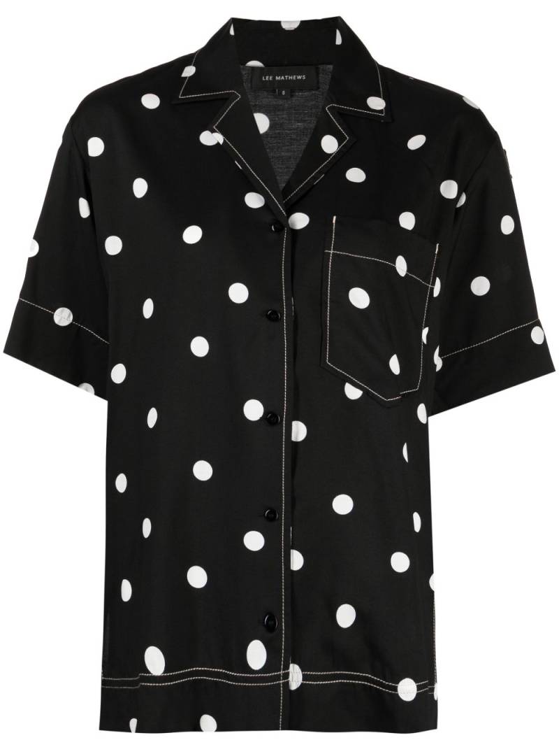 Lee Mathews Olive SS polka dot-print shirt - Black von Lee Mathews