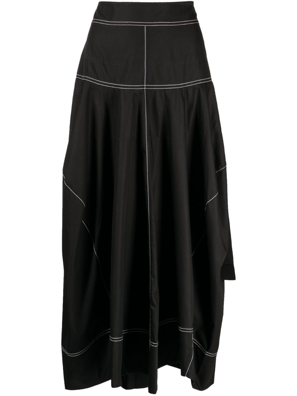 Lee Mathews Soho contrast-stitching cotton skirt - Black von Lee Mathews