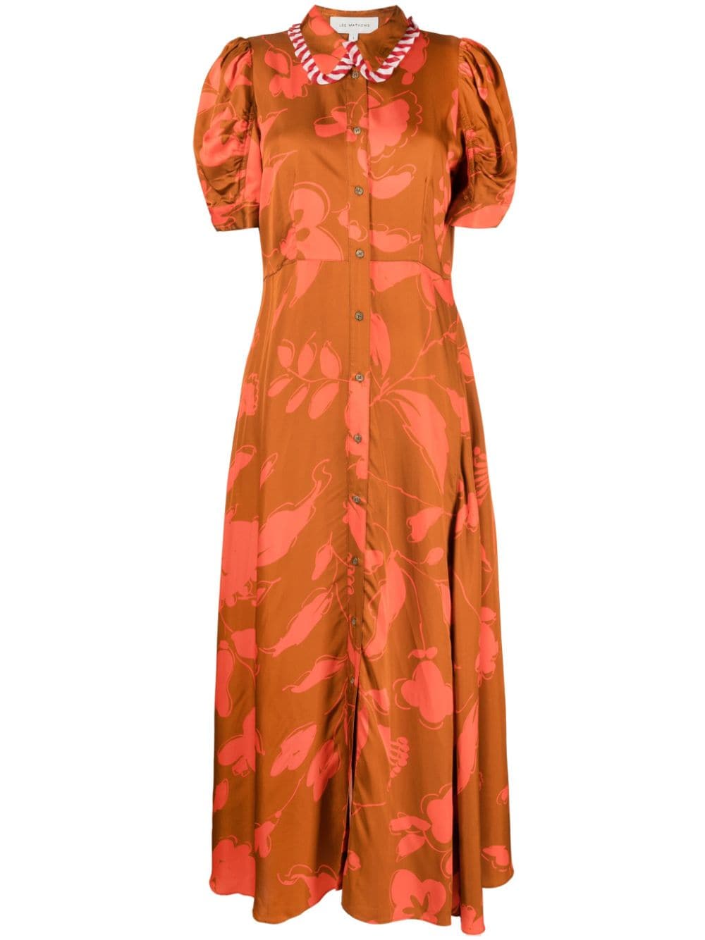 Lee Mathews floral-print button-up dress - Brown von Lee Mathews