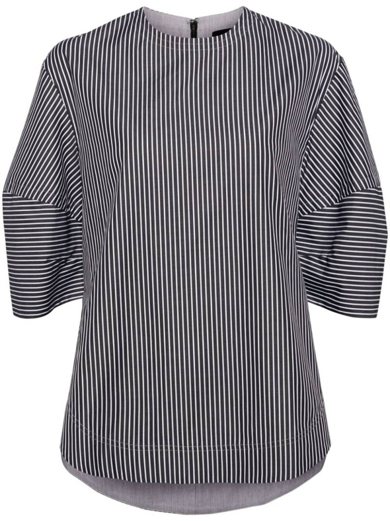 Lee Mathews striped short-sleeves blouse - Grey von Lee Mathews