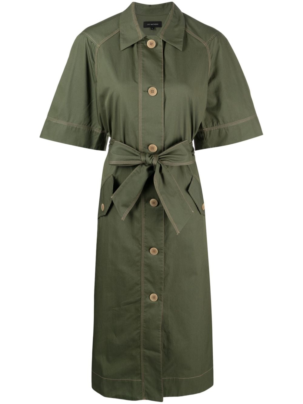 Lee Mathews tie-waist organic cotton shirt dress - Green von Lee Mathews