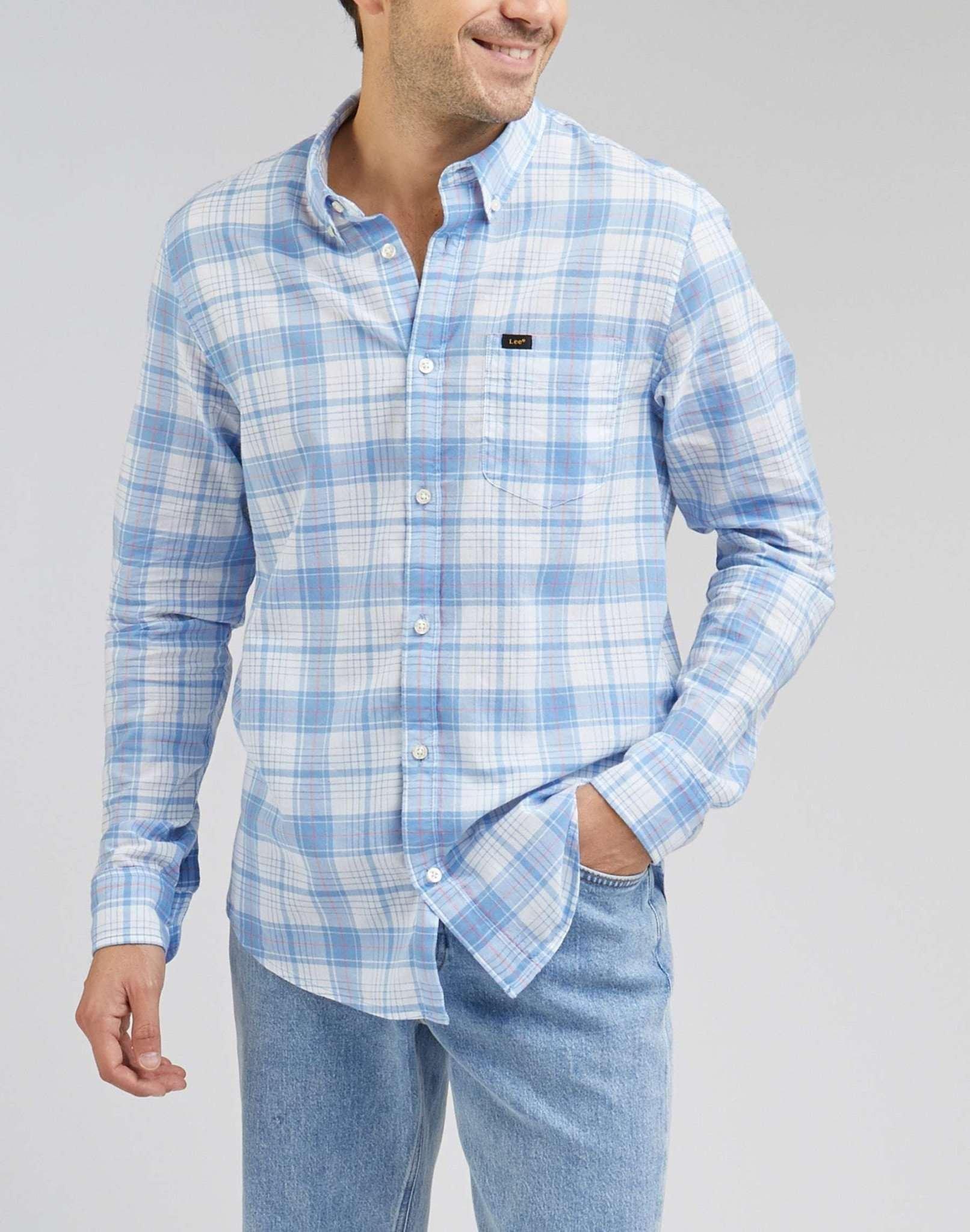 Hemd Button Down Shirt Herren Blau S von Lee