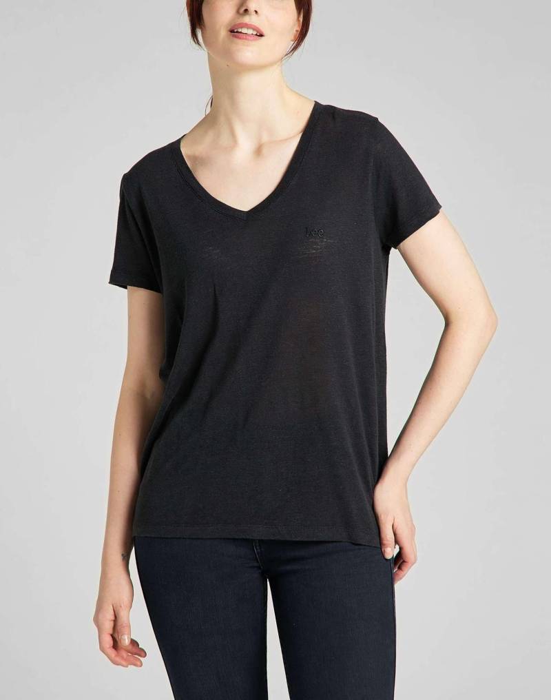 Lee - T-Shirt V Neck, für Damen, Schwarz, Größe S von Lee