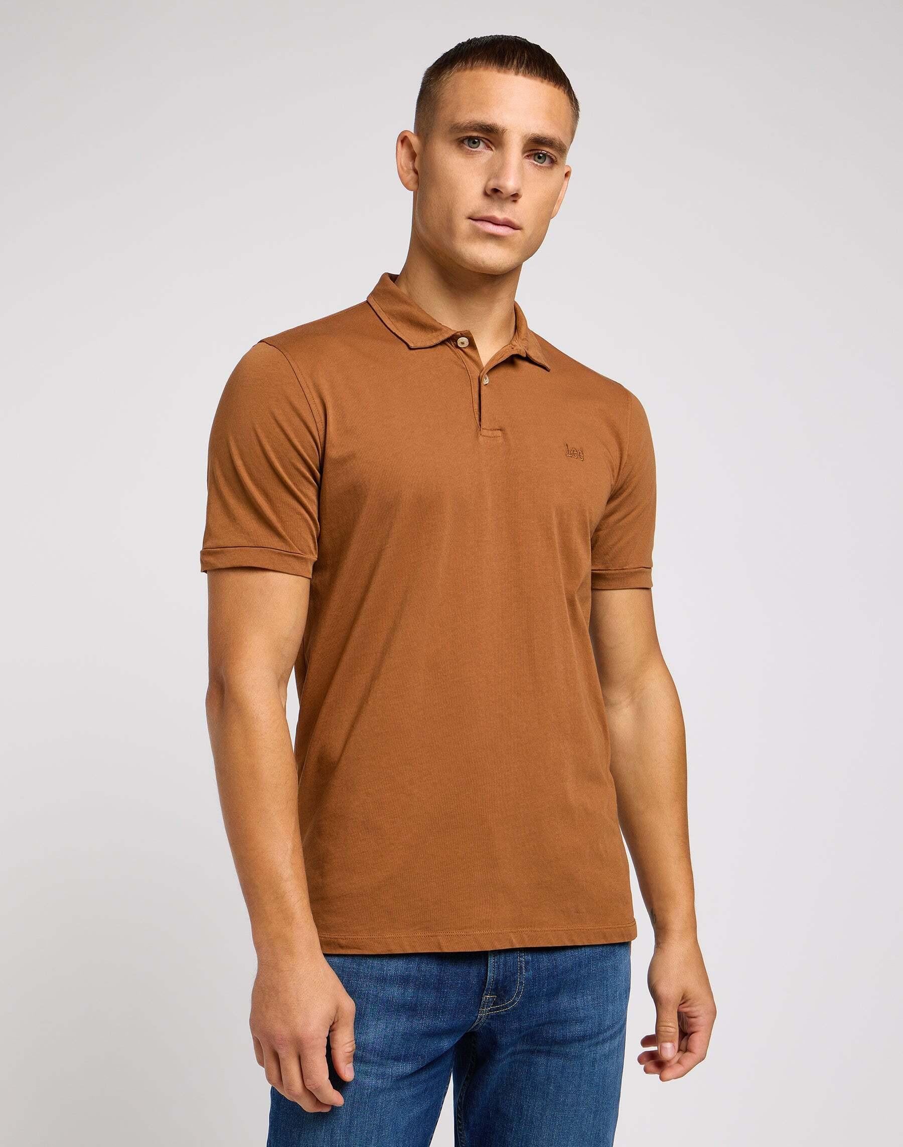 Polos Jersey Polo Herren Braun S von Lee