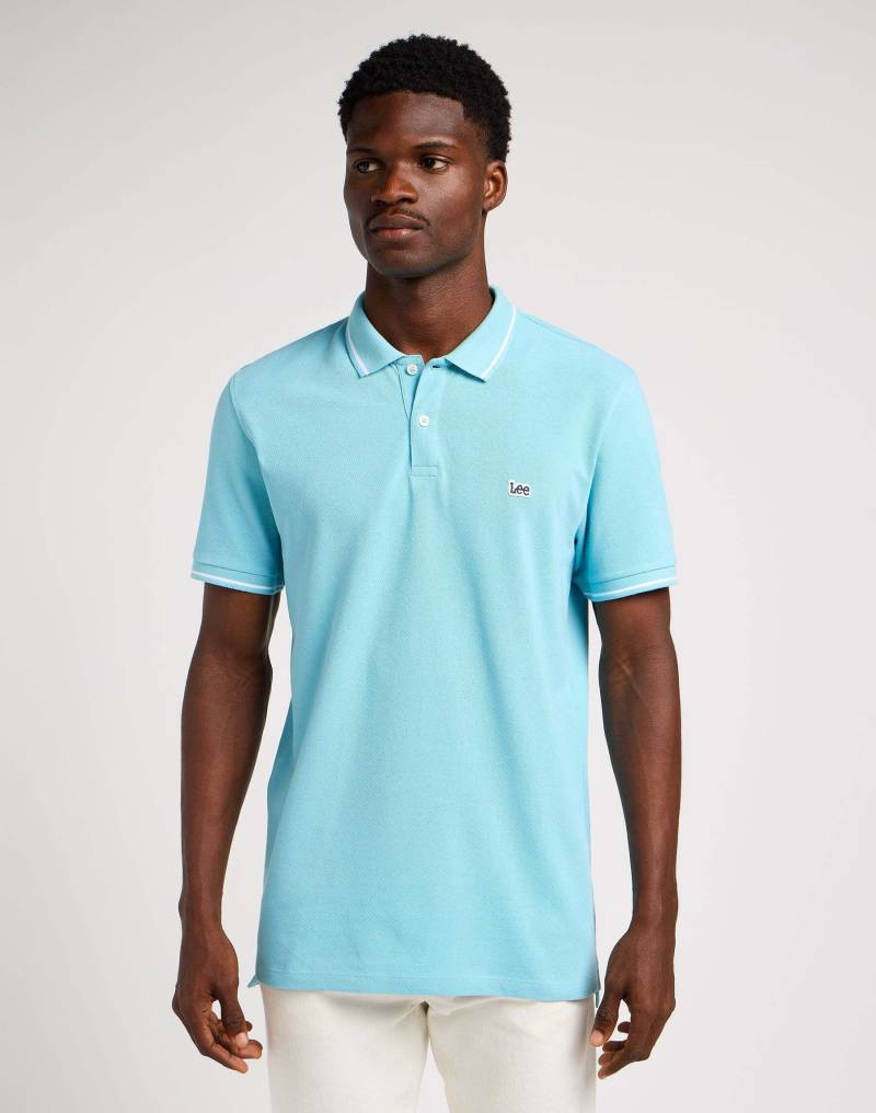 Polos Pique Polo Herren Hellblau L von Lee