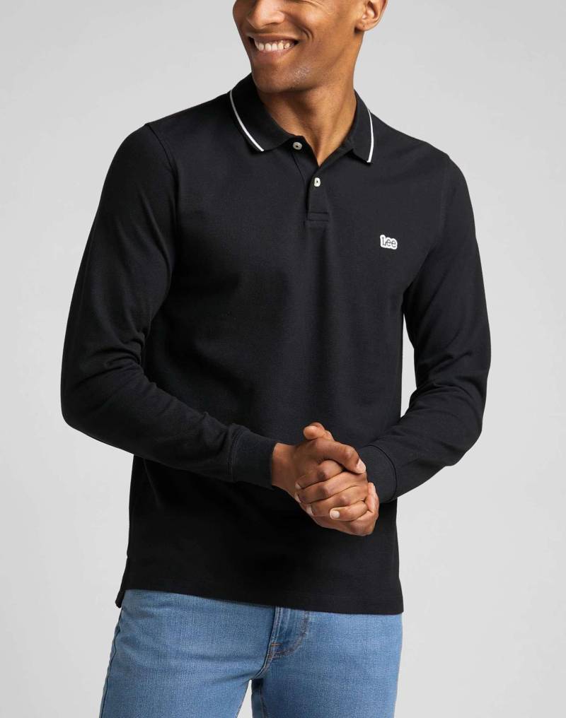 Poloshirt Pique Herren Schwarz M von Lee