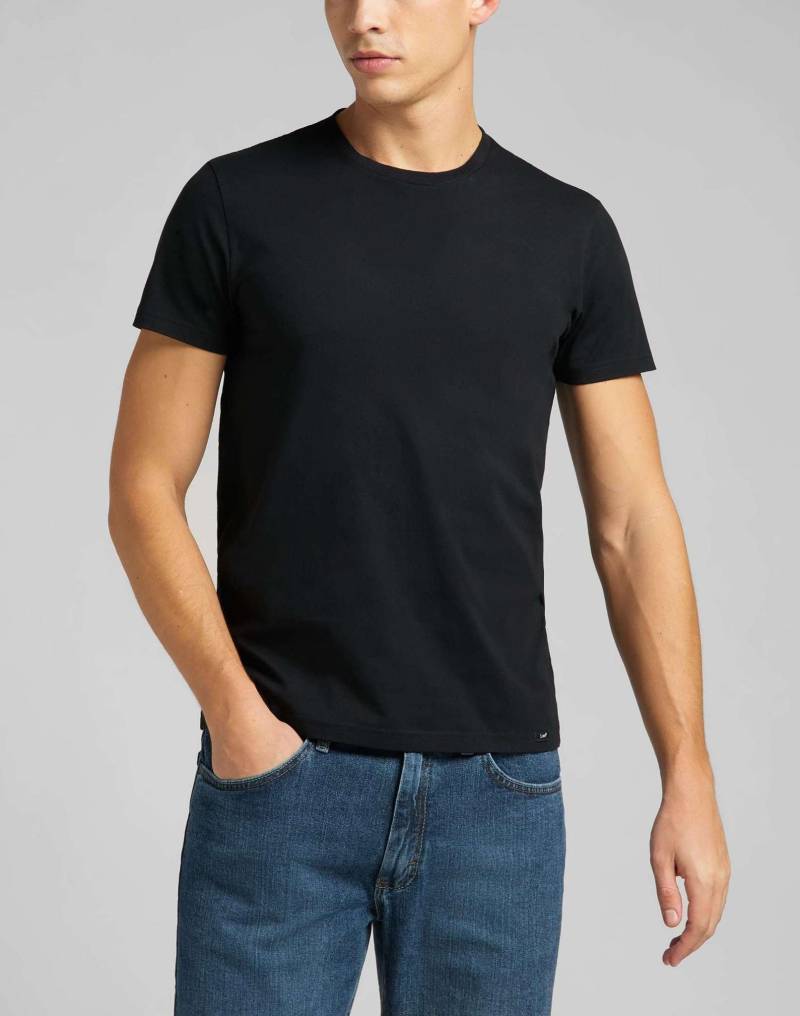 T-shirt Crew 2 Pack Herren Schwarz XL von Lee