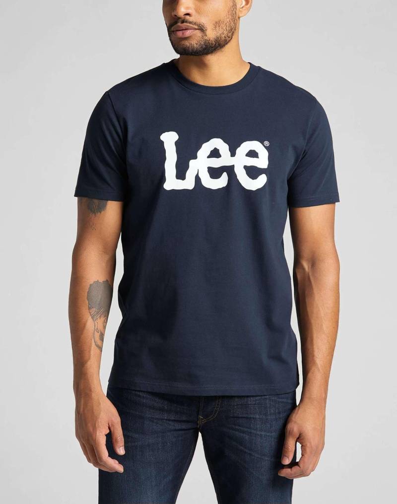 Lee - T-Shirt Wobbly Logo, für Herren, Marine, Größe M von Lee