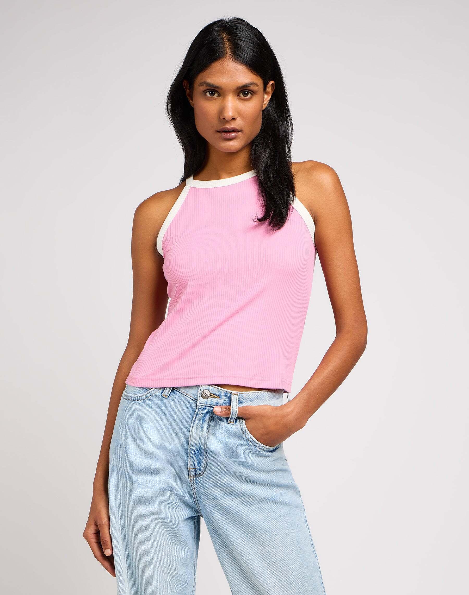 T-shirts Cropped Halter Top Damen Rosa L von Lee