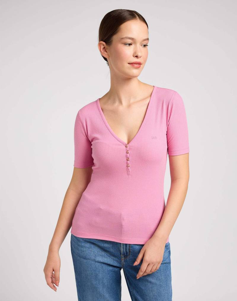 T-shirts Shortsleeves Henley Damen Rosa XS von Lee