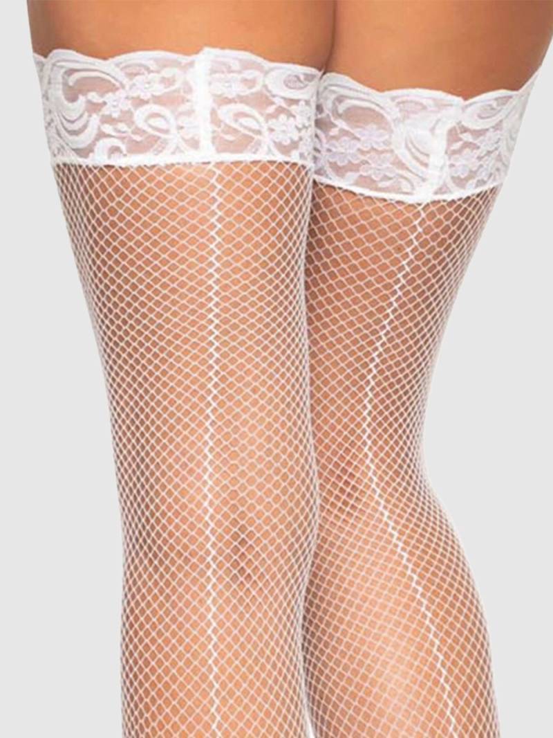 Leg-avenue Fishnet Backseam Halterlose Strümpfe, Weiss - Amorana von Leg Avenue