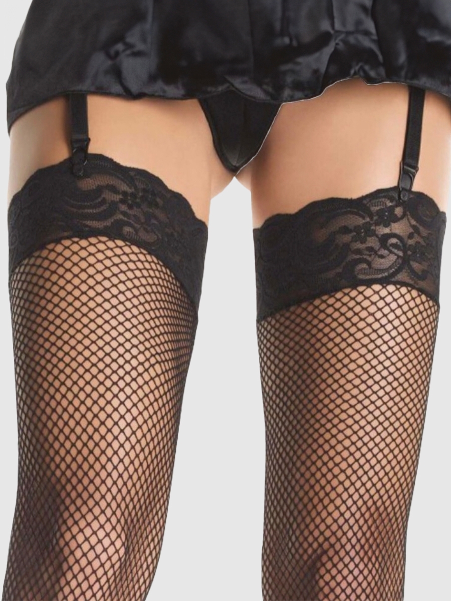 Leg-avenue Fishnet Plus Size Strümpfe, Schwarz - Amorana von Leg Avenue