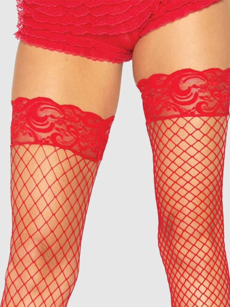 Leg-avenue Stay-up Industrial Net Halterlose Strümpfe, Rot - Amorana von Leg Avenue