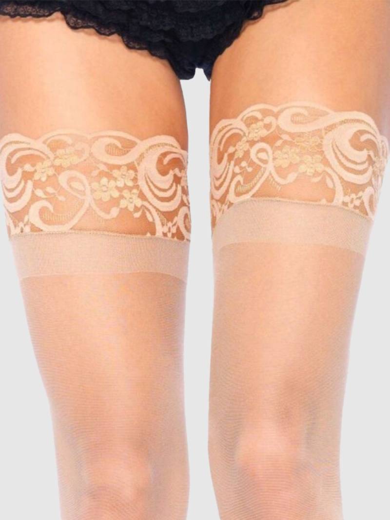 Leg-avenue Stay-up Sheer Plus Size Halterlose Strümpfe, Beige - Amorana von Leg Avenue