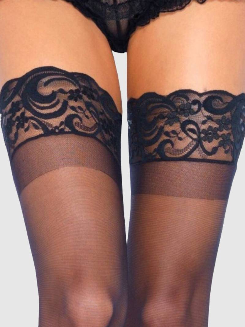 Leg-avenue Stay-up Sheer Plus Size Halterlose Strümpfe, Schwarz - Amorana von Leg Avenue