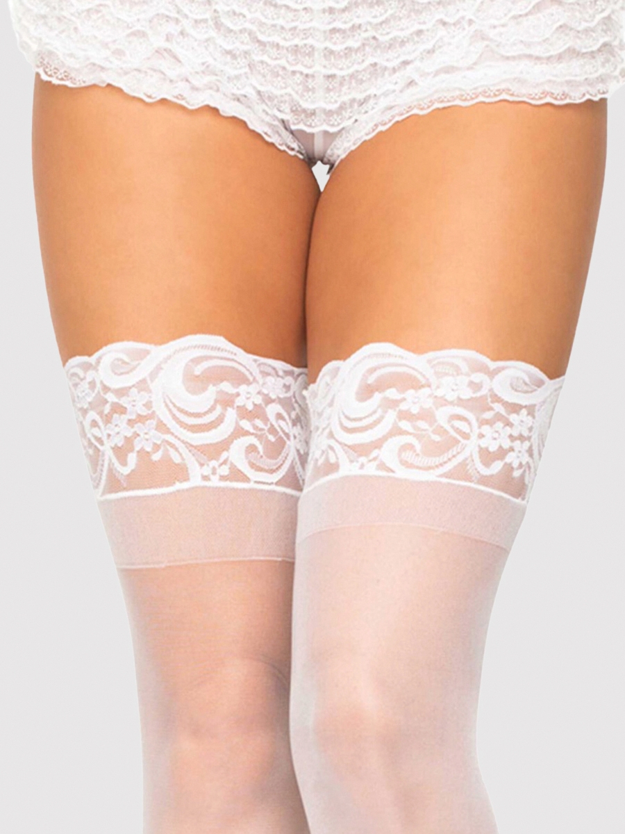 Leg-avenue Stay-up Halterlose Strümpfe, Weiss - Amorana von Leg Avenue