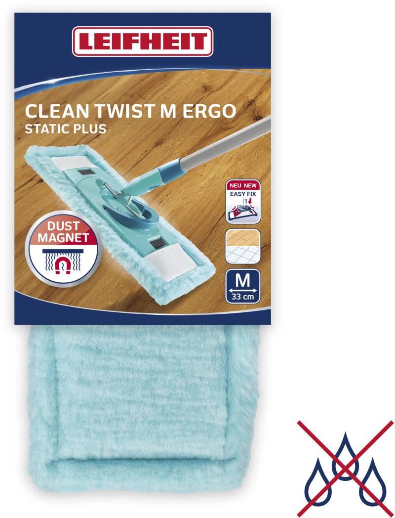 Leifheit Wischbezug »CLEAN TWIST M Ergo static pl.«, Mikrofaser, 4 cmx14 cm, (1 St.), ideal für die trockene Reinigung aller glatten Böden, Wischbreite 33cm von Leifheit