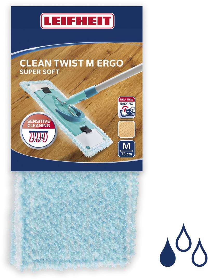 Leifheit Wischbezug »CLEAN TWIST M Ergo super soft«, Mikrofaser, 3 cmx14 cm, (1 St.), spezielle Faserzusammensetzung für minimale Wasseraufnahme,33 cm von Leifheit