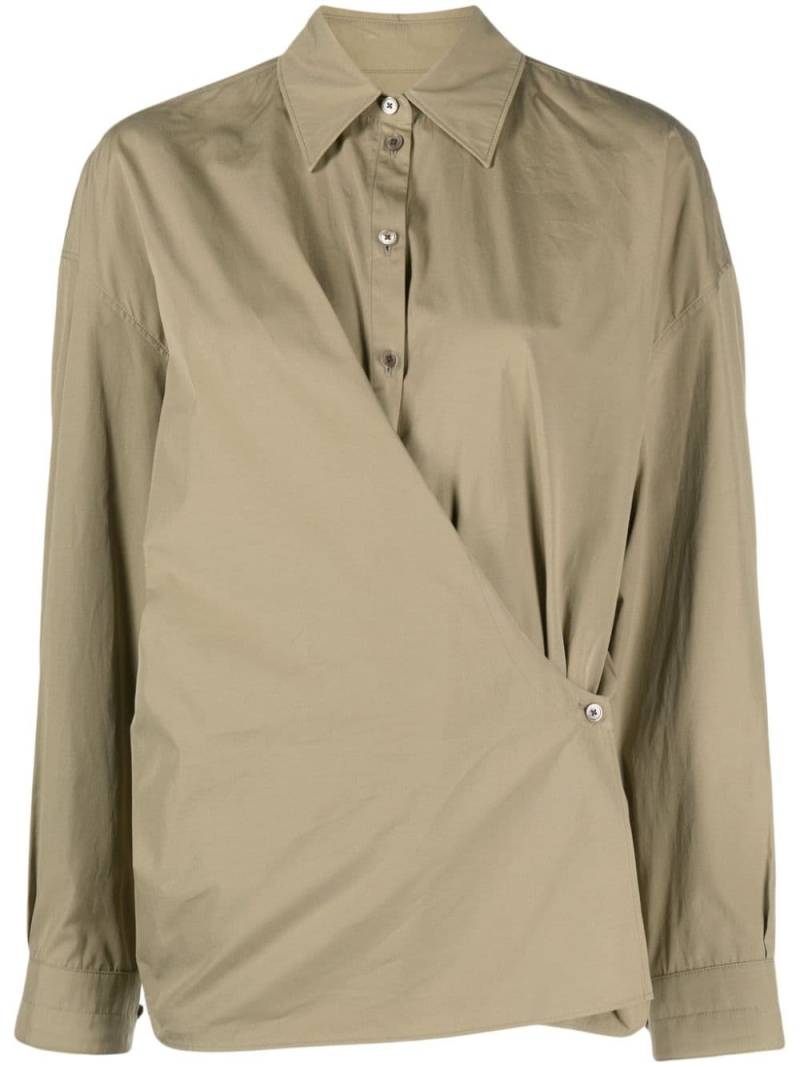 LEMAIRE Twisted wrap cotton shirt - Green von LEMAIRE