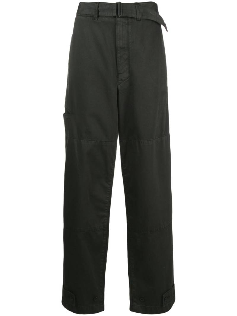 LEMAIRE belted-waist straight-leg cotton trousers - Green von LEMAIRE