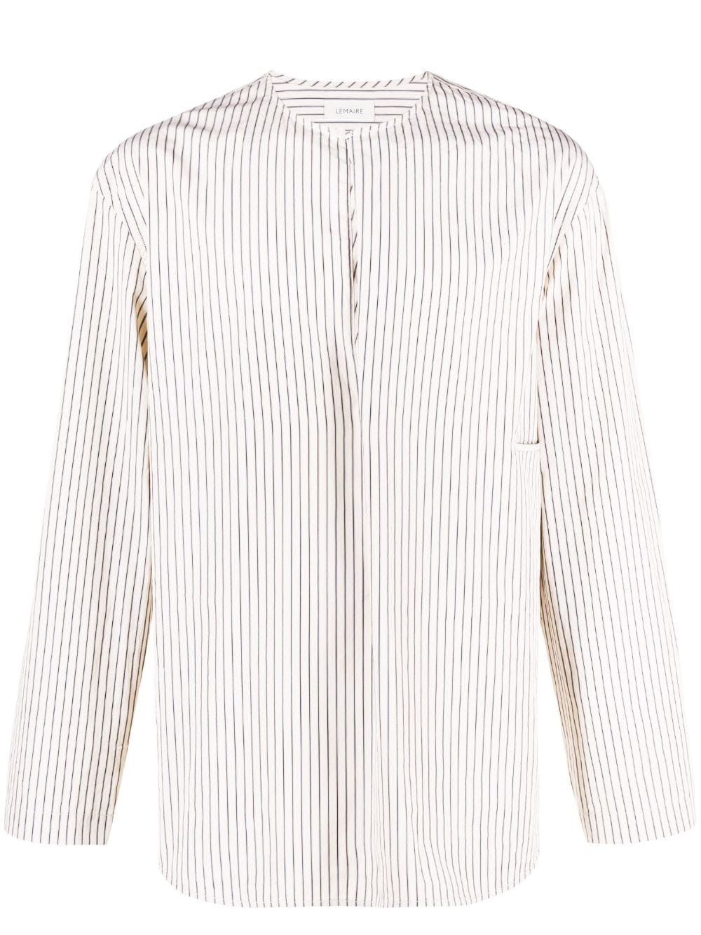 LEMAIRE gusset-detail striped shirt - Neutrals von LEMAIRE