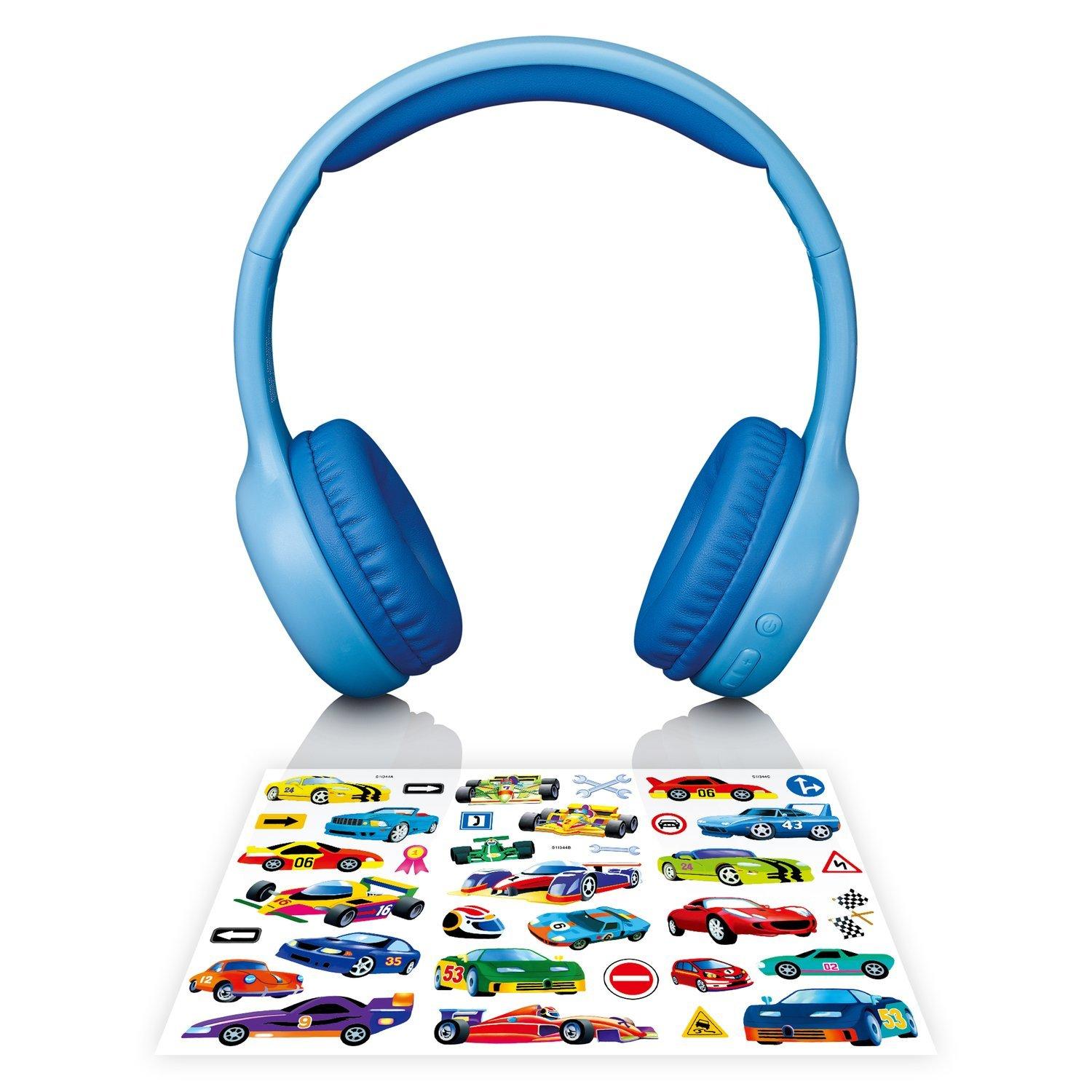 Lenco -  HPB-110 Kids Kopfhörer BT 85DB Limite akku stickers Verkabelt & Kabellos Kopfband Mikro-USB Bluetooth, Blau von Lenco