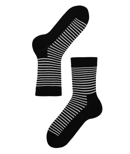 Lenz Longlife socks women 2er Pack - schwarz/weiss gestreift (Grösse: 35-38) von Lenz