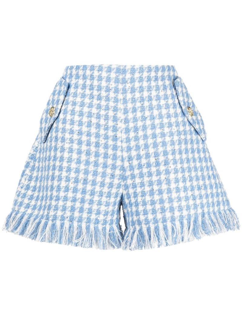 Leo Lin tweed fringed shorts - Blue von Leo Lin