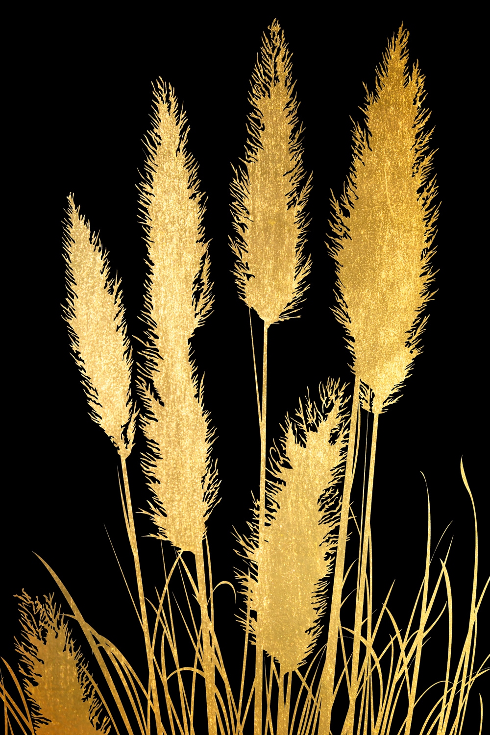 Leonique Acrylglasbild »Pampas Gras - Acrylbilder mit Blattgoldfarben veredelt«, (1 St.), Goldfarbenveredelung, Handgearbeitet, Gerahmt, Edel von Leonique