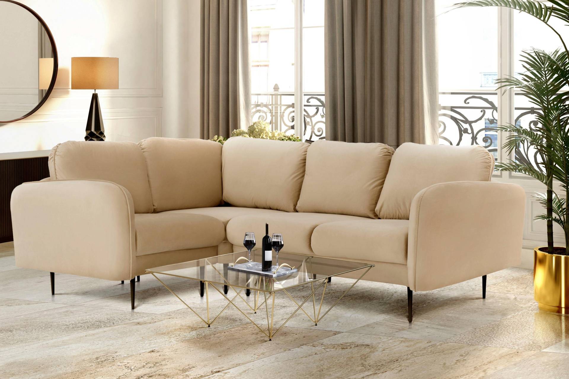 Leonique Ecksofa »Skidi L-Form«, mit losen Rückenkissen und Keder oben auf der Armlehne Leonique Ecksofa »Skidi L-Form«, mit losen Rückenkissen und Keder oben auf der Armlehne von Leonique