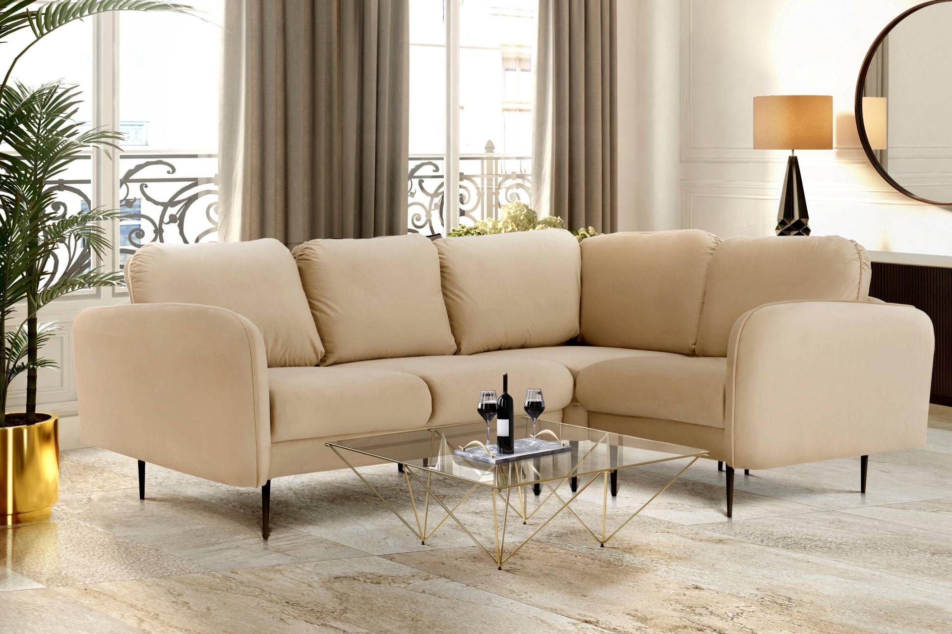 Leonique Ecksofa »Skidi L-Form«, mit losen Rückenkissen und Keder oben auf der Armlehne Leonique Ecksofa »Skidi L-Form«, mit losen Rückenkissen und Keder oben auf der Armlehne von Leonique