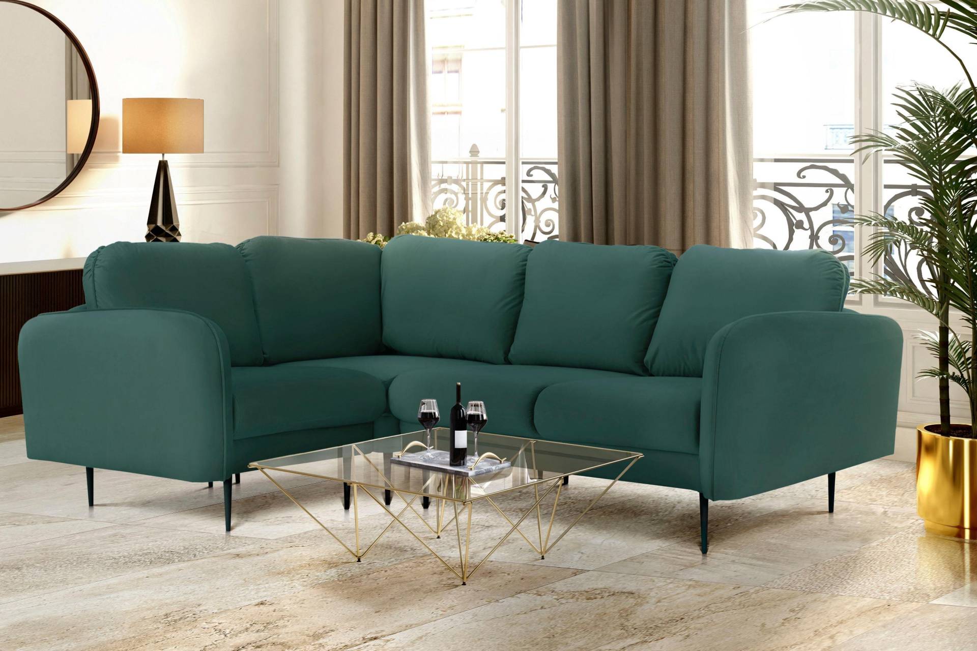 Leonique Ecksofa »Skidi L-Form«, mit losen Rückenkissen und Keder oben auf der Armlehne Leonique Ecksofa »Skidi L-Form«, mit losen Rückenkissen und Keder oben auf der Armlehne von Leonique