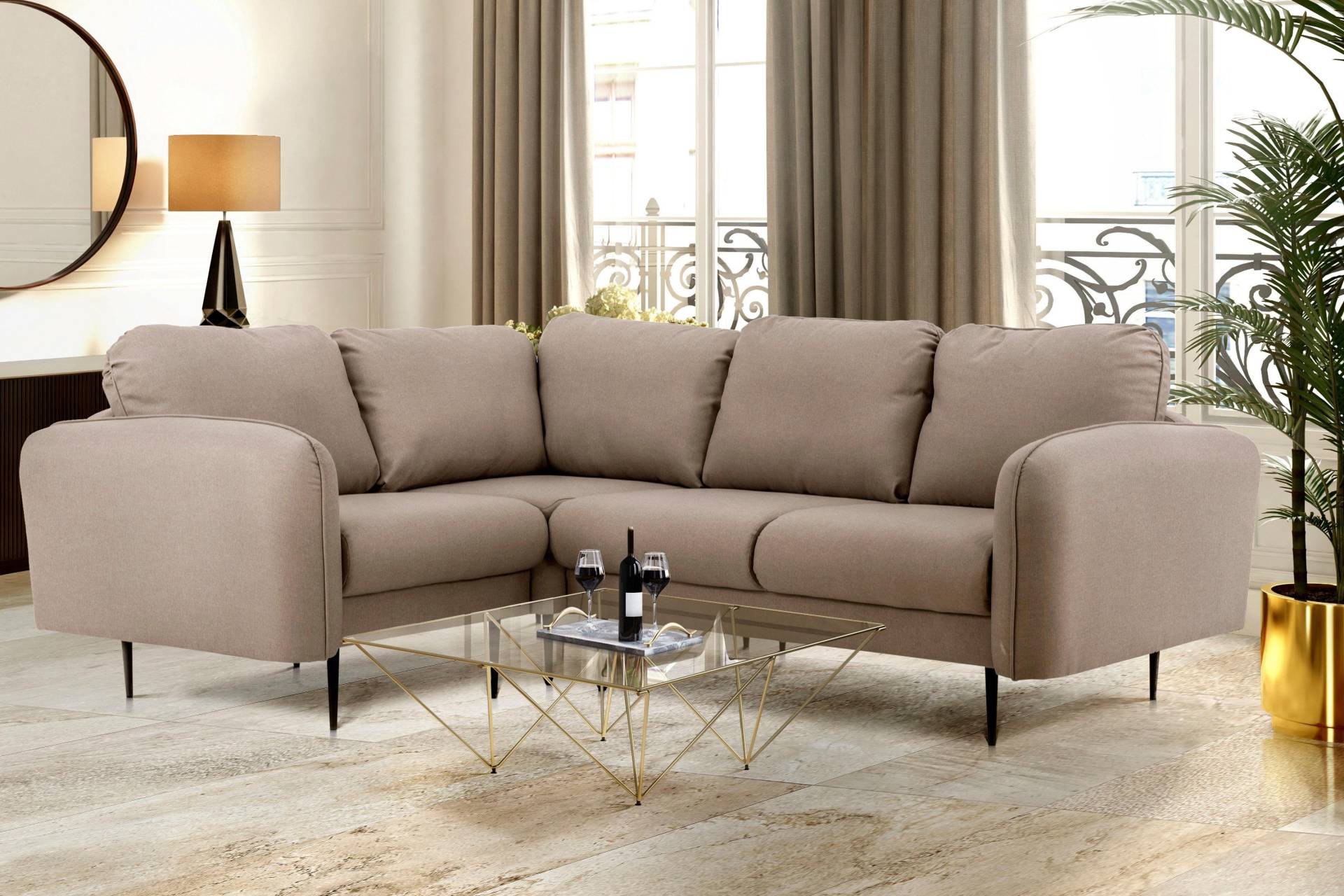 Leonique Ecksofa »Skidi L-Form«, mit losen Rückenkissen und Keder oben auf der Armlehne Leonique Ecksofa »Skidi L-Form«, mit losen Rückenkissen und Keder oben auf der Armlehne von Leonique