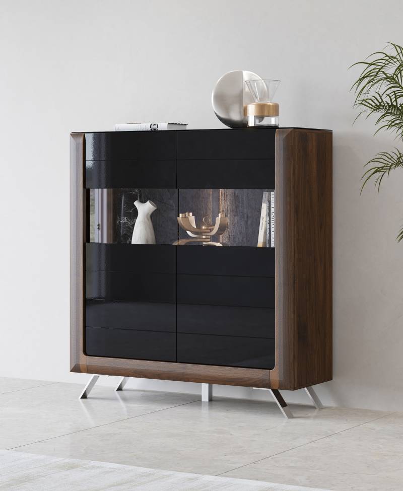 Leonique Highboard »Kasai«, Höhe 136,5 cm, 2 Türen mit Glaseinsatz von Leonique