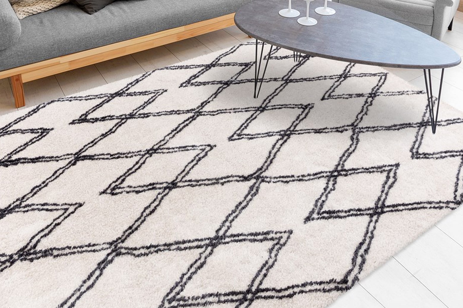 Leonique Hochflor-Teppich »Leasly«, rechteckig, 27 mm Höhe, retro, Teppich im Rauten-Muster, weich Leonique Hochflor-Teppich »Leasly«, rechteckig, 27 mm Höhe, retro, Teppich im Rauten-Muster, weich von Leonique