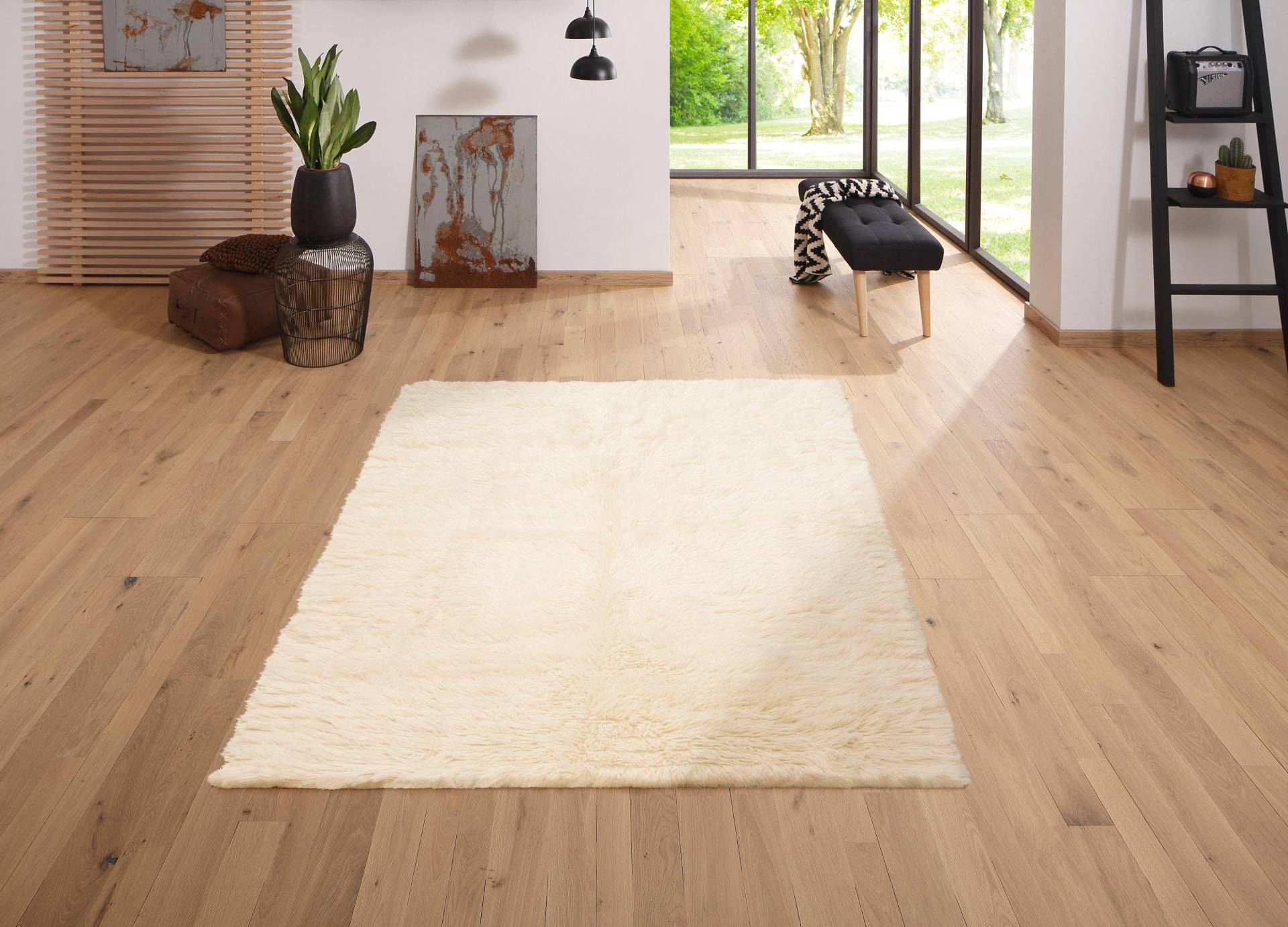 Leonique Wollteppich »Kjara«, rechteckig, 40 mm Höhe, reine Wolle, Flokati-Stil, handgewebter Teppich, Uni-Farben, Hochflor Leonique Wollteppich »Kjara«, rechteckig, 40 mm Höhe, reine Wolle, Flokati-Stil, handgewebter Teppich, Uni-Farben, Hochflor von Leonique