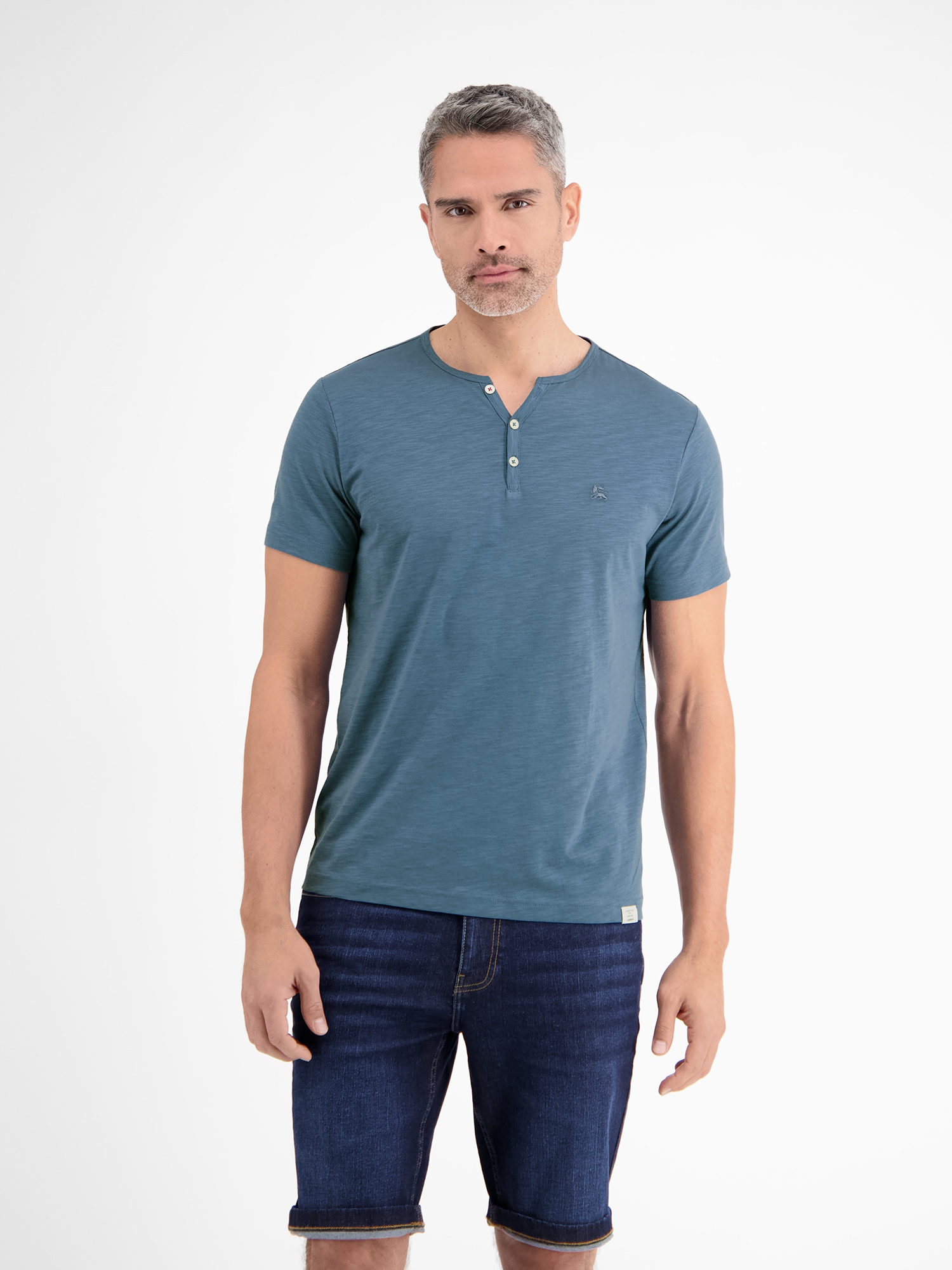 LERROS Henleyshirt »LERROS Serafino-Shirt in unifarbener Strukturware« von Lerros