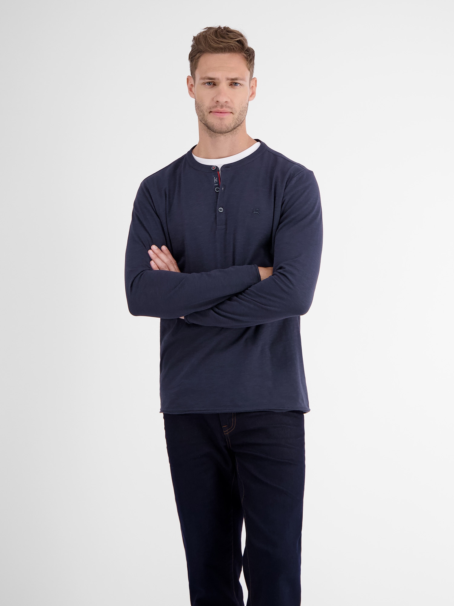 LERROS Langarmshirt »LERROS Slub-Jersey Serafino, Longsleeve« von Lerros