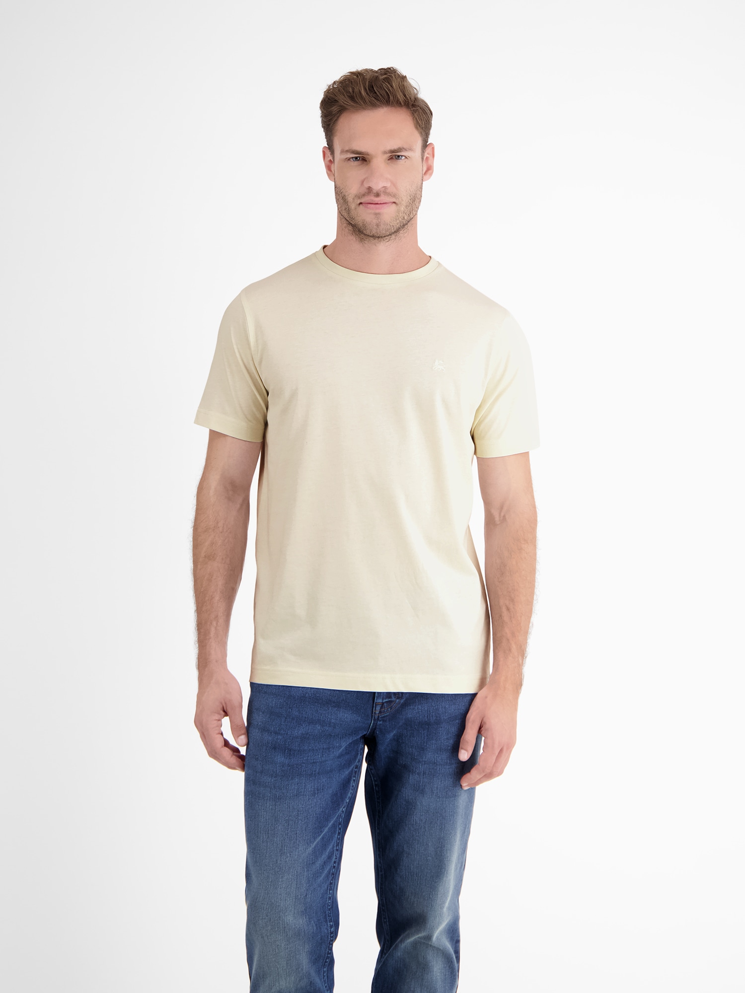 LERROS T-Shirt »LERROS Basic T-Shirt mit Logostitch, unifarben« von Lerros