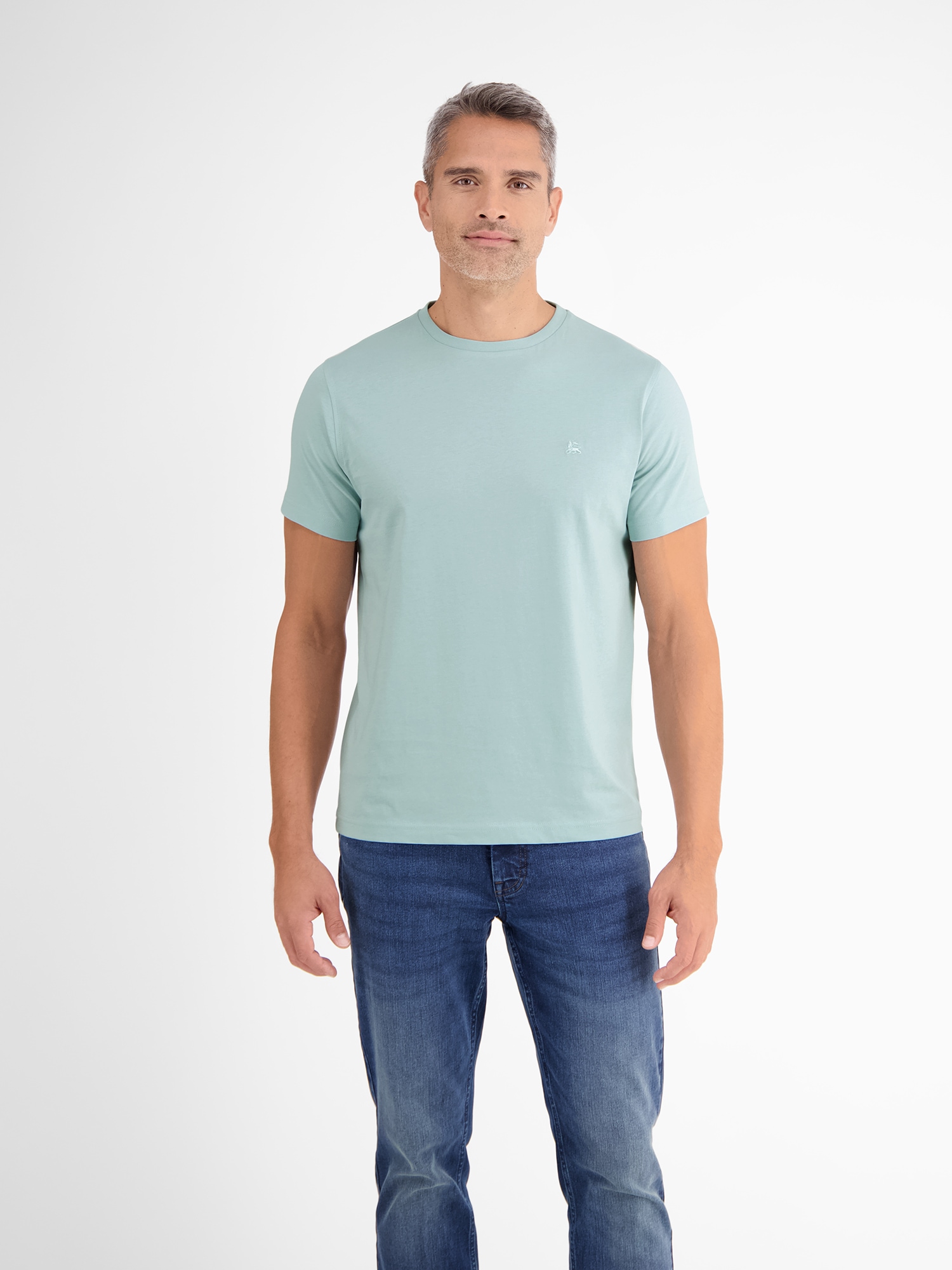 LERROS T-Shirt »LERROS Basic T-Shirt mit Logostitch, unifarben« von Lerros