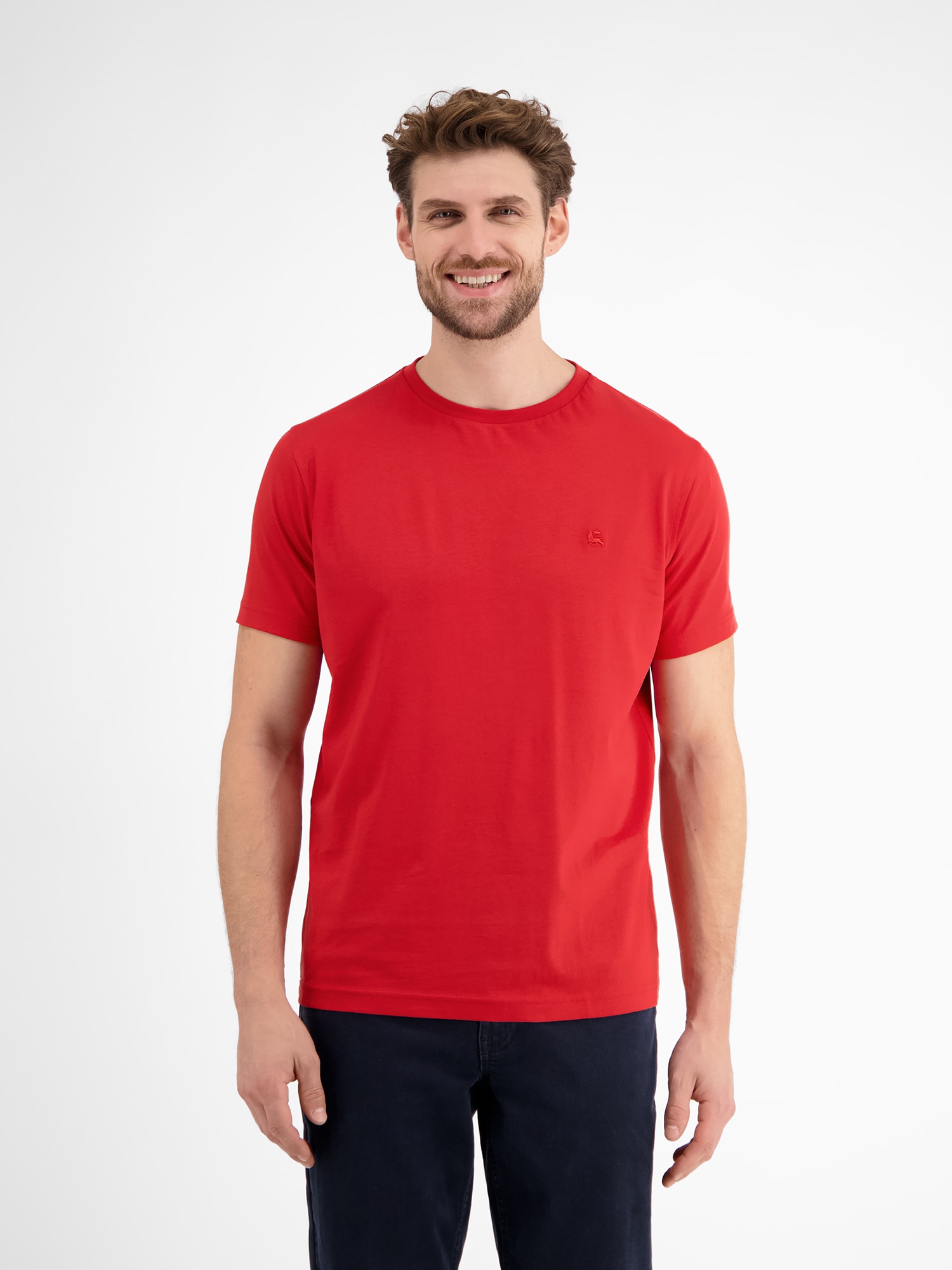 LERROS T-Shirt »LERROS Basic T-Shirt mit Logostitch, unifarben« von Lerros