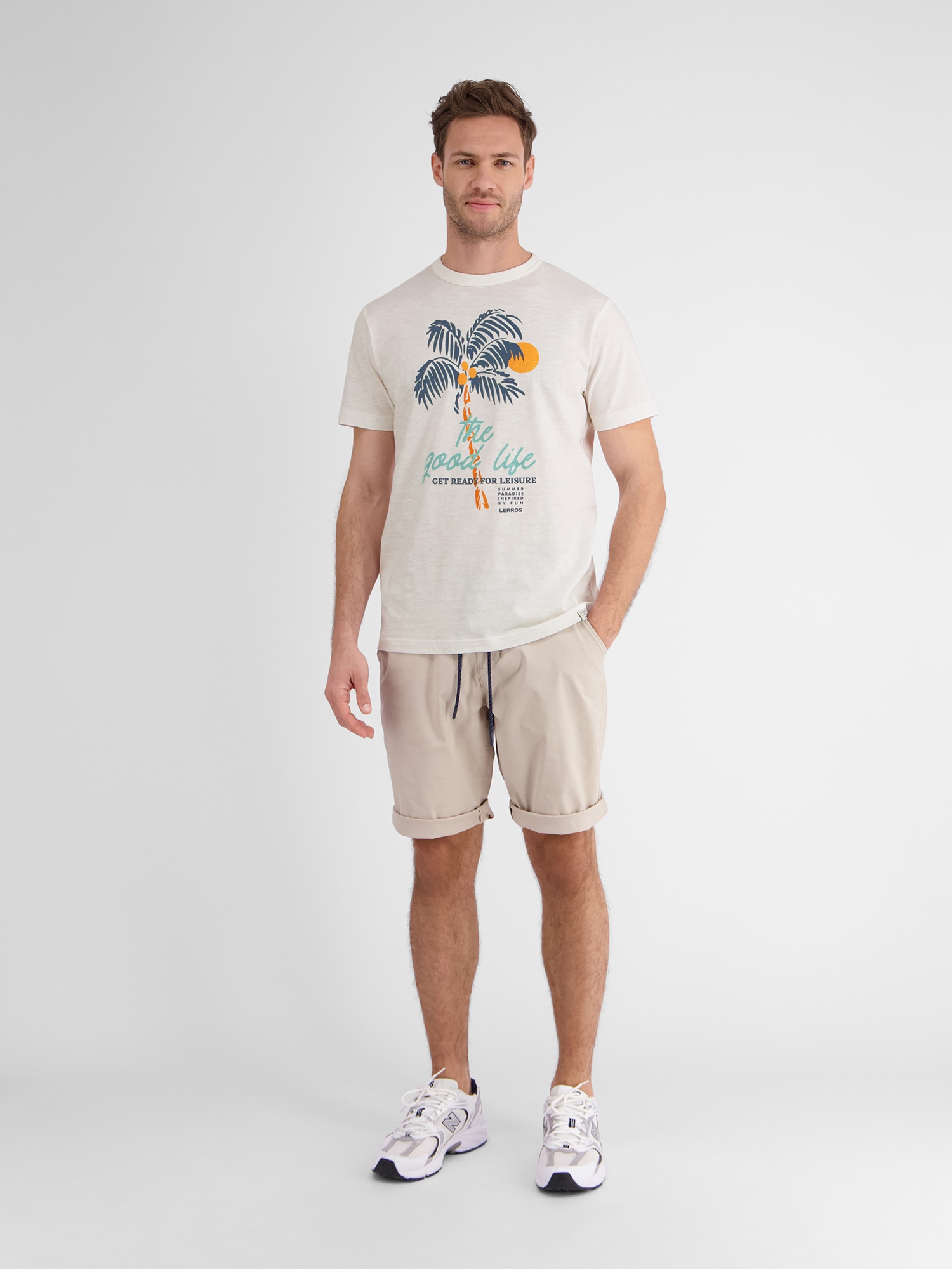 LERROS T-Shirt »LERROS Rundhals T-Shirt für Herren mit Palmenprint« von Lerros